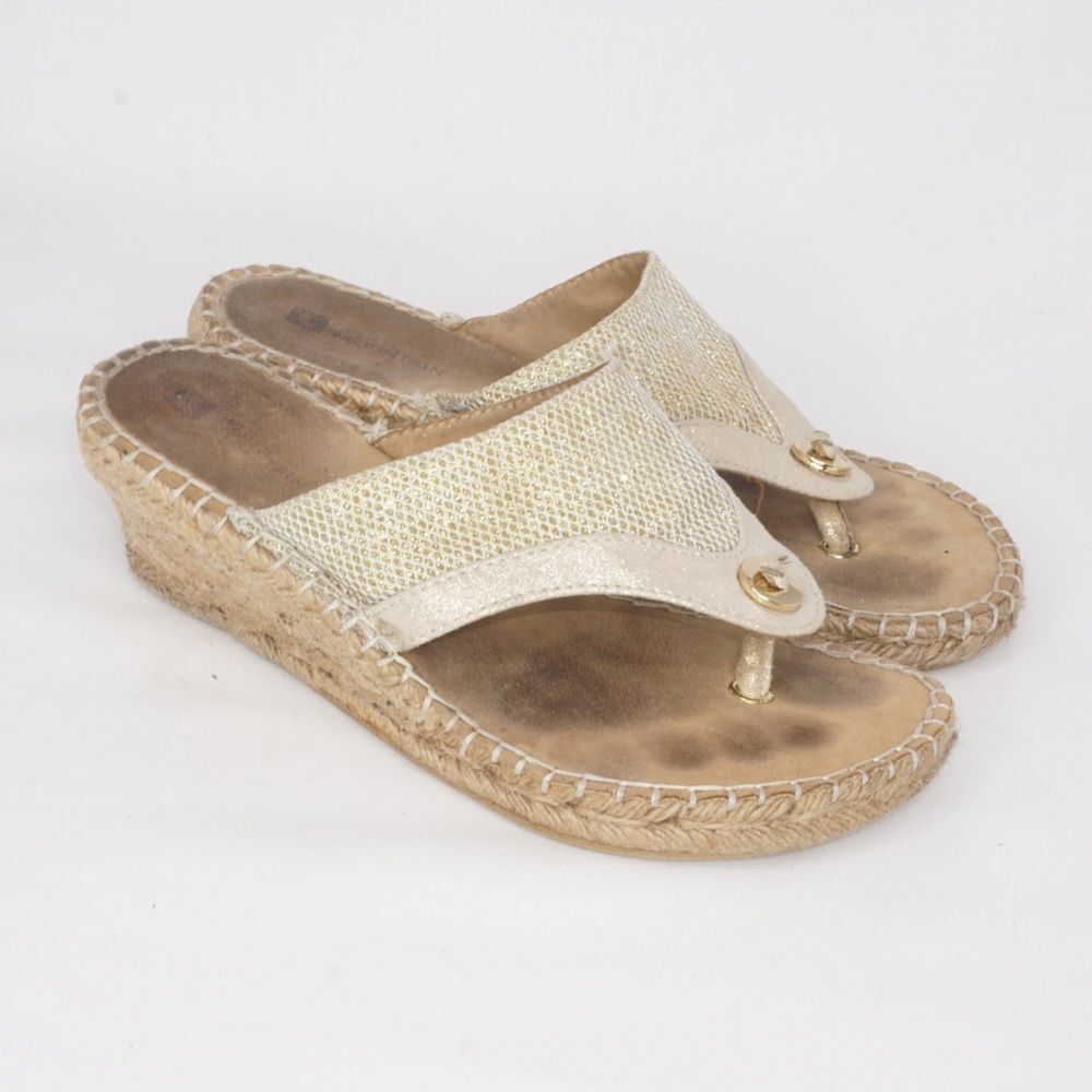White Mountain Gold Bandana Espadrille Wedges, 6